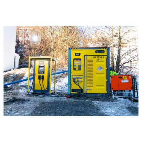 Atlas Copco ZBC Batteripakke og mobil hurtiglader kan settes opp som et micro grid opp mot mains. solcelle kan monters på. Batteriteknikk og energilagring